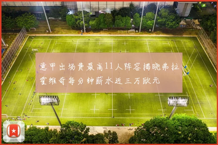 意甲出场费最高11人阵容揭晓弗拉霍维奇每分钟薪水近三万欧元